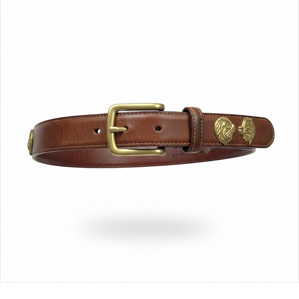 ECHO Made in England English Saddle Hide Equestrian Horse Medallion Belt Vintage